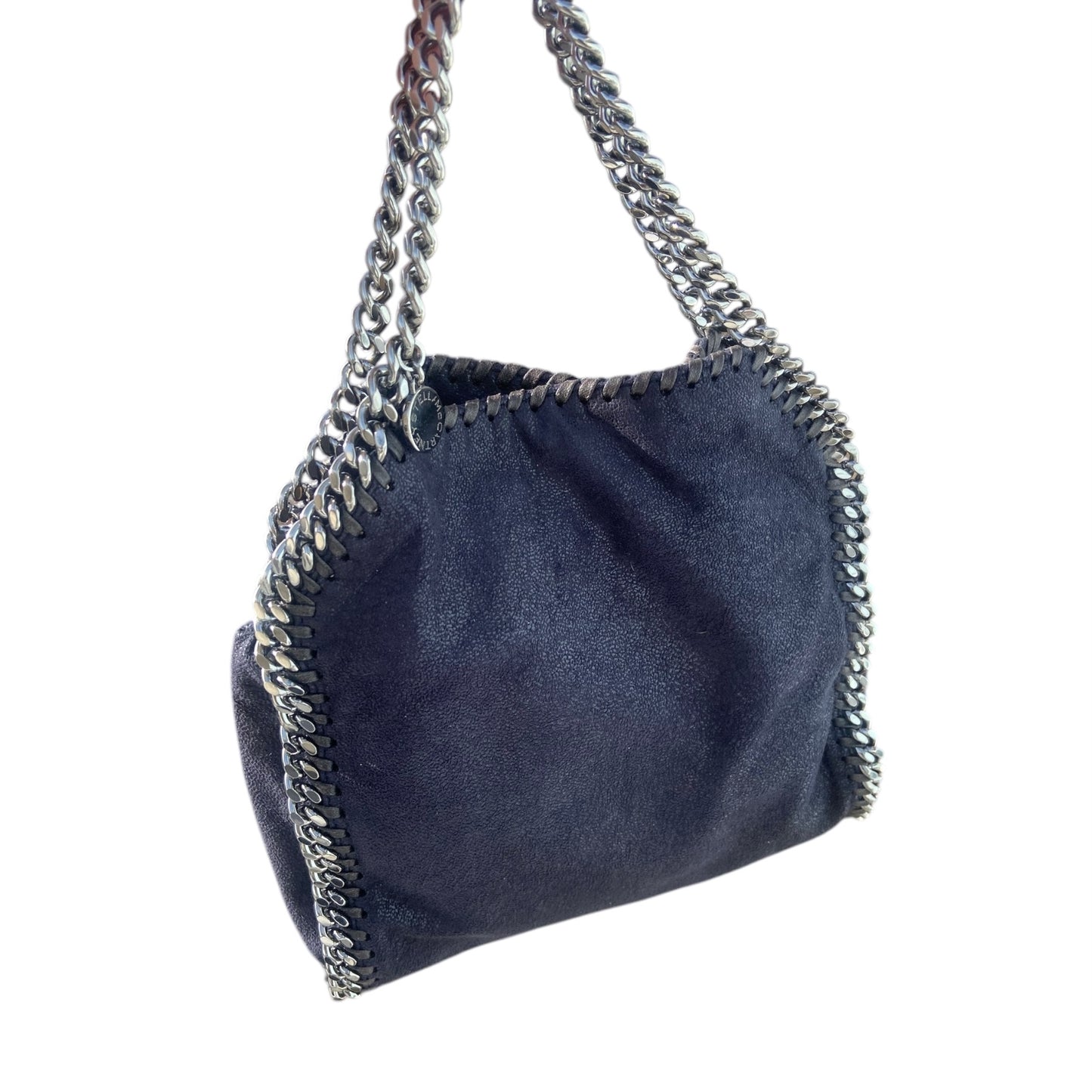 Stella McCartney Falabella blue Fold-Over Tote - top handle / crossbody bag with Silver hardware pink interior 100% authentic.