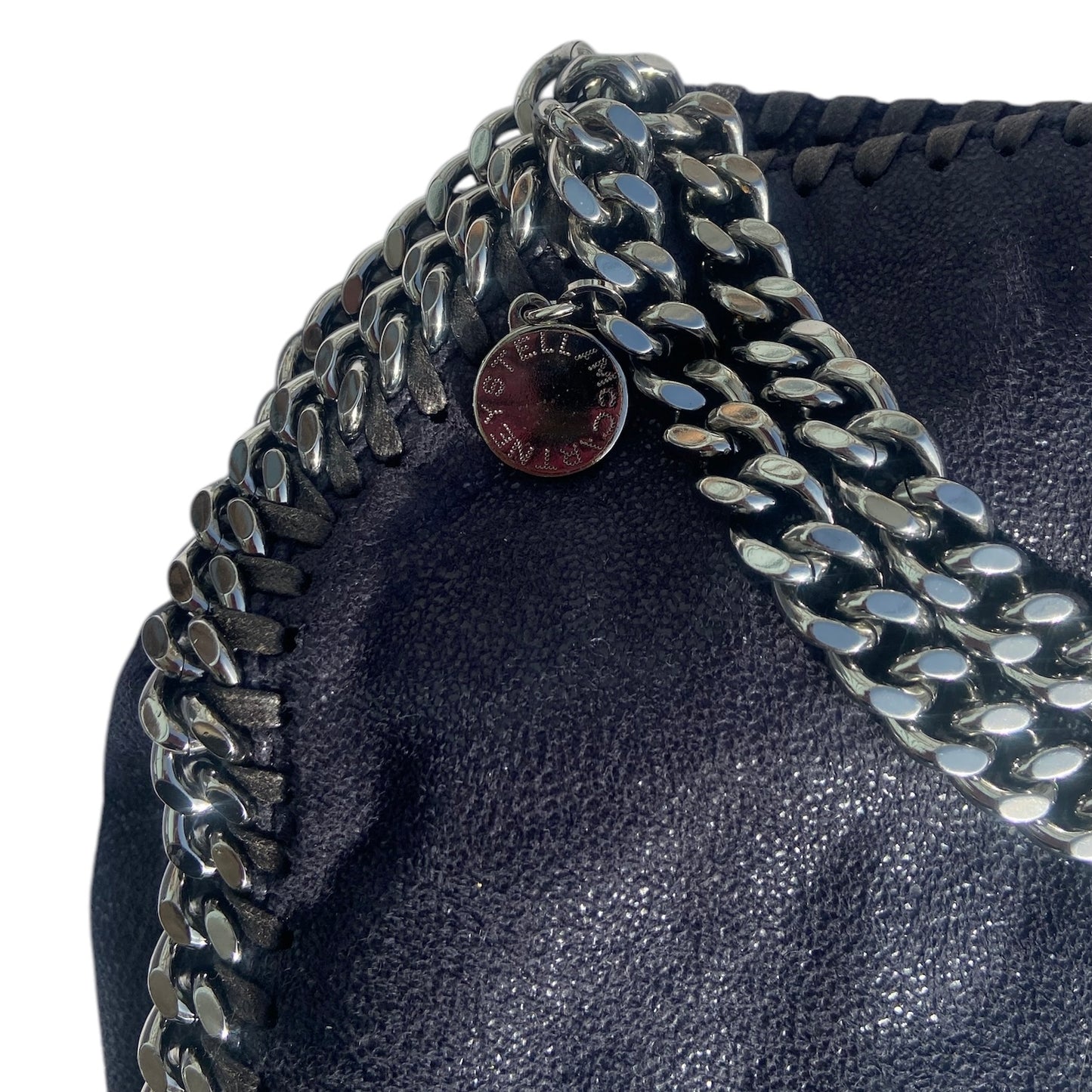 Stella McCartney Falabella blue Fold-Over Tote - top handle / crossbody bag with Silver hardware pink interior 100% authentic.