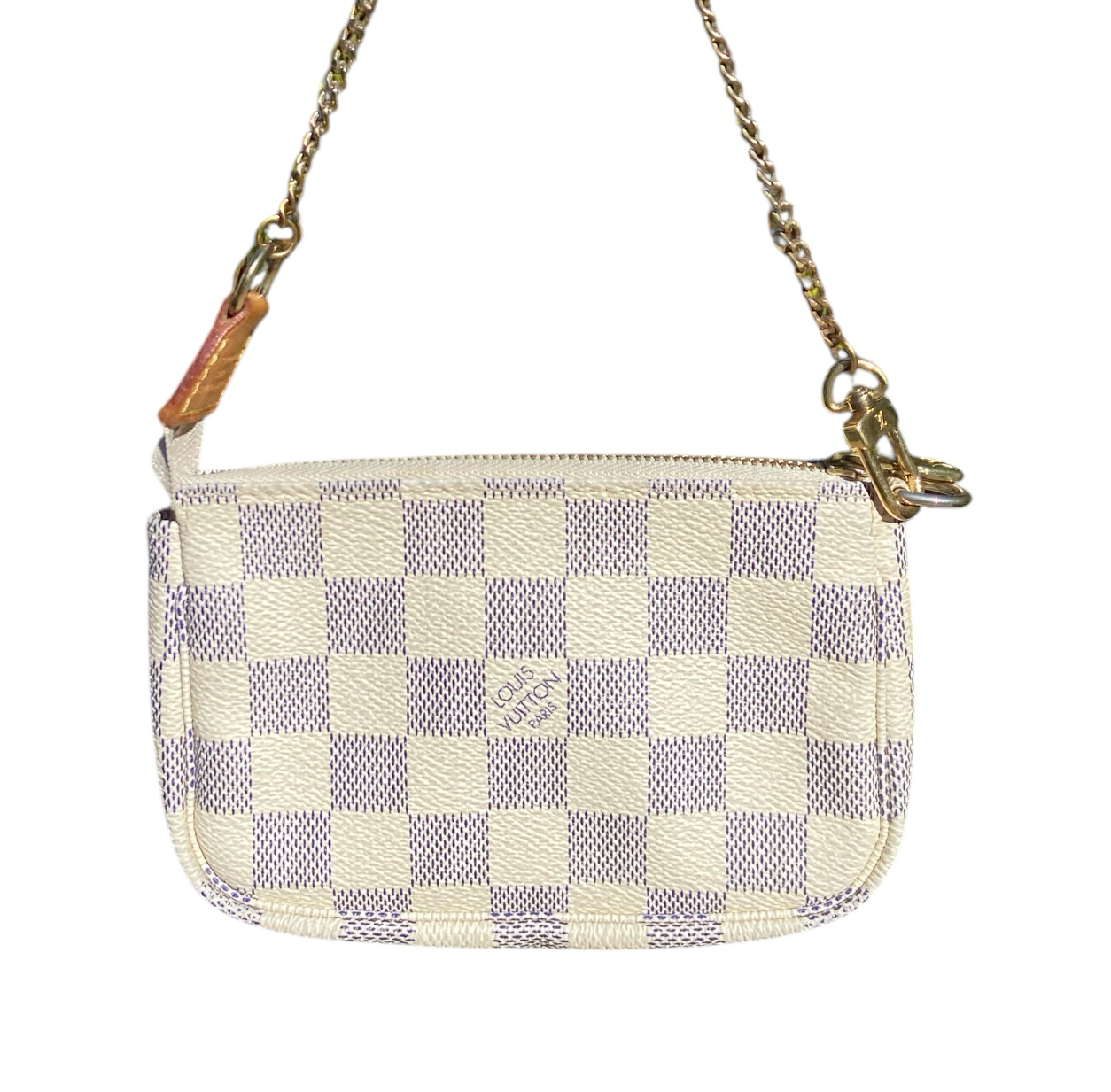 Louis Vuitton mini Pochette Damier azur gold chain