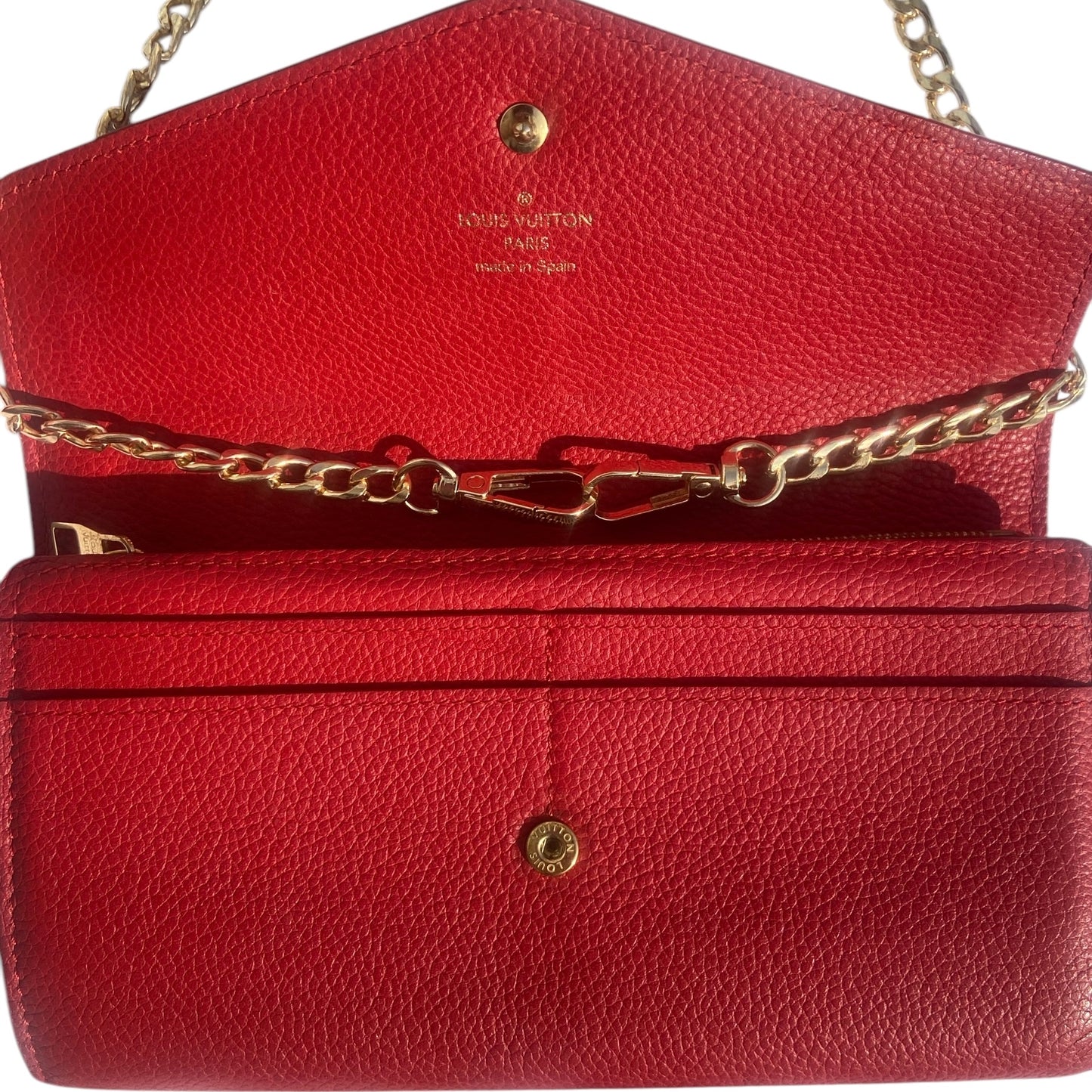 Empreinte Sarah Wallet Red Scarlet with black lining 100% authentic comes with gold strap