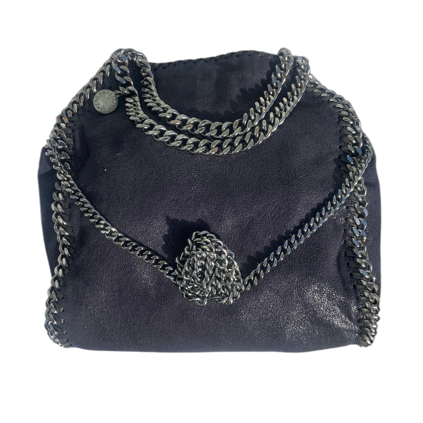 Stella McCartney Falabella blue Fold-Over Tote - top handle / crossbody bag with Silver hardware pink interior 100% authentic.