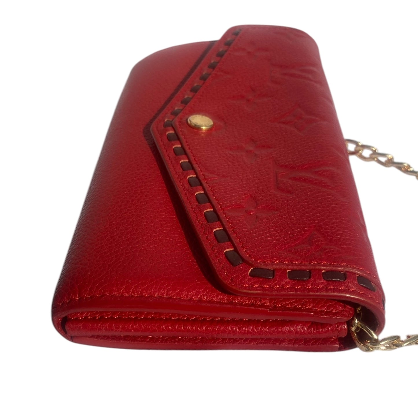 Empreinte Sarah Wallet Red Scarlet with black lining 100% authentic comes with gold strap