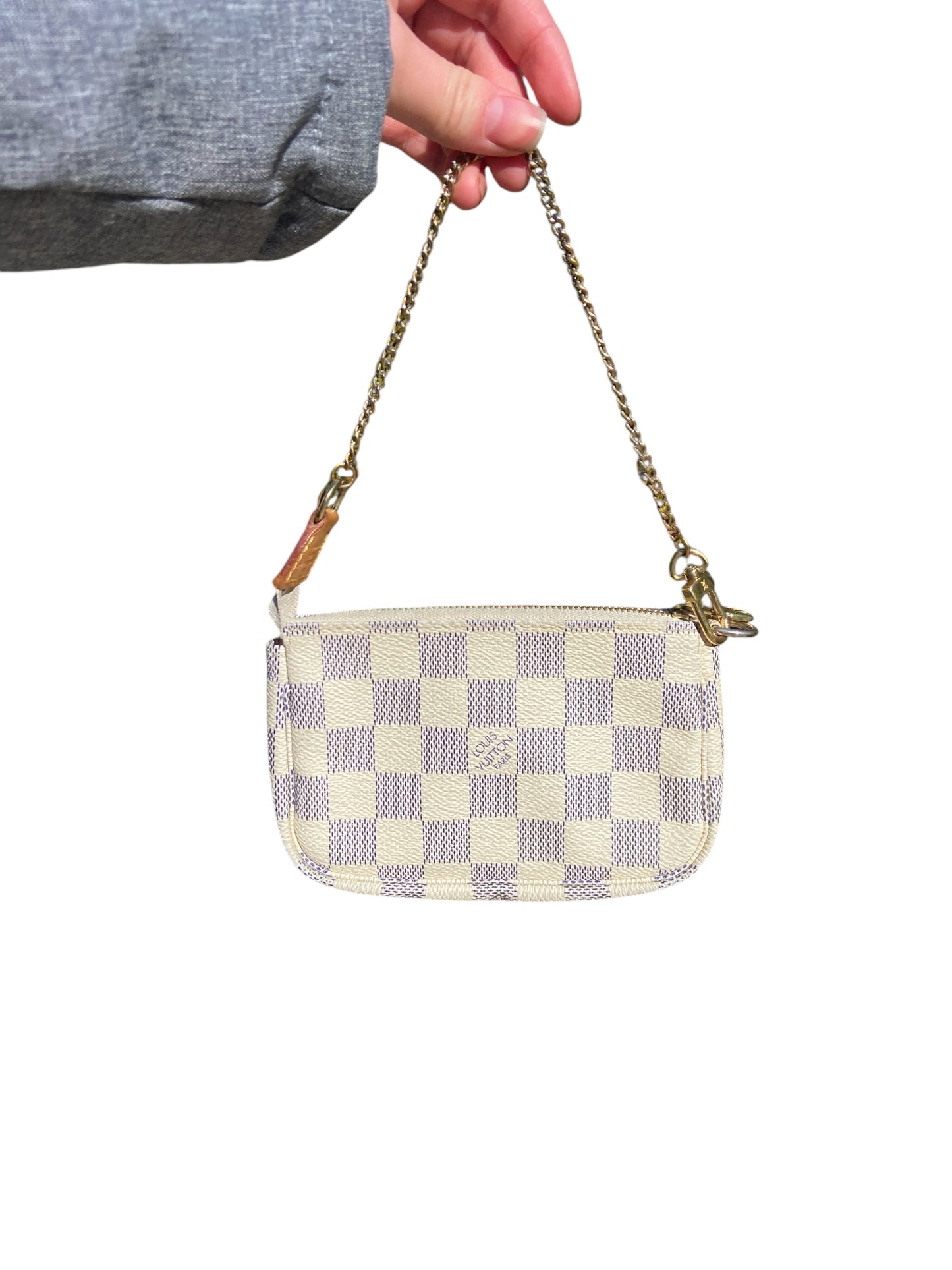 Louis Vuitton mini Pochette Damier azur gold chain