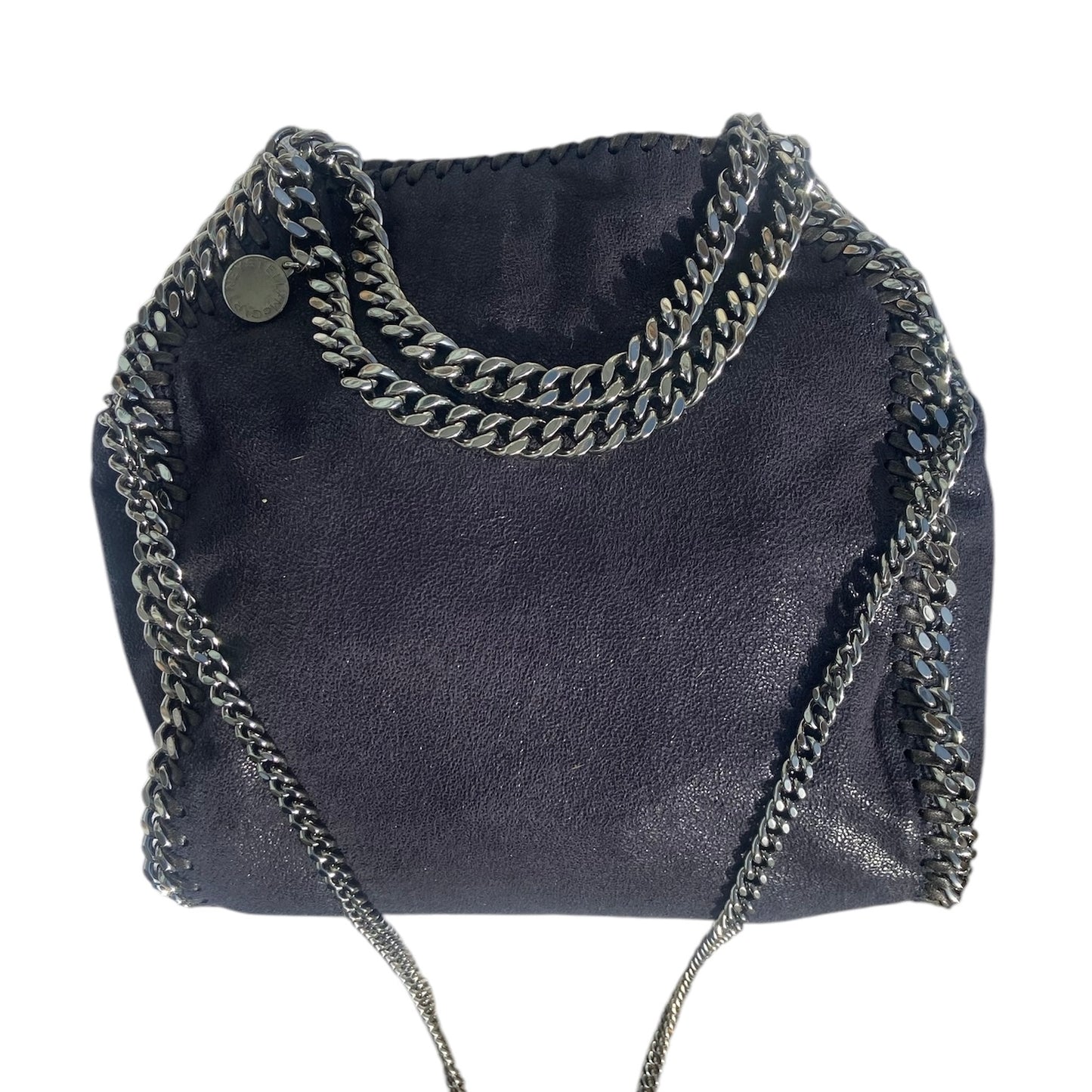 Stella McCartney Falabella blue Fold-Over Tote - top handle / crossbody bag with Silver hardware pink interior 100% authentic.