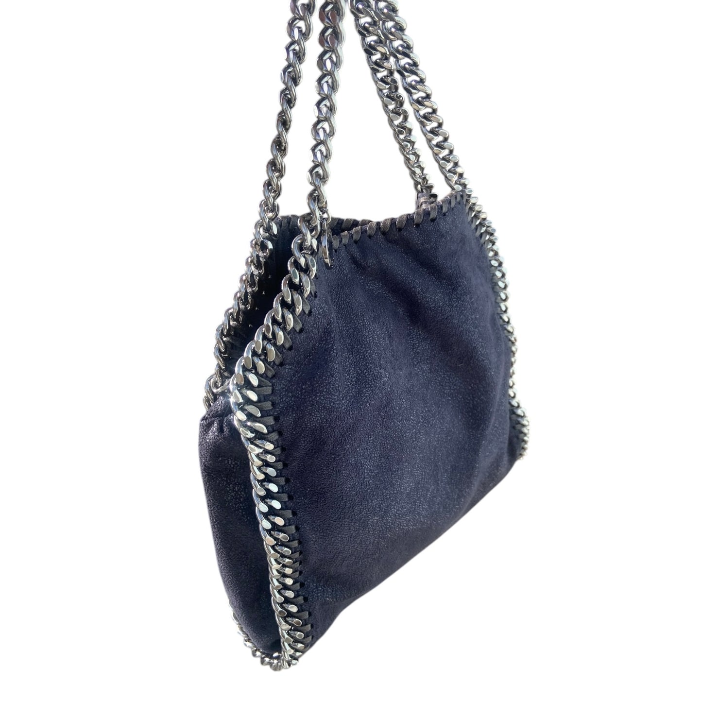 Stella McCartney Falabella blue Fold-Over Tote - top handle / crossbody bag with Silver hardware pink interior 100% authentic.