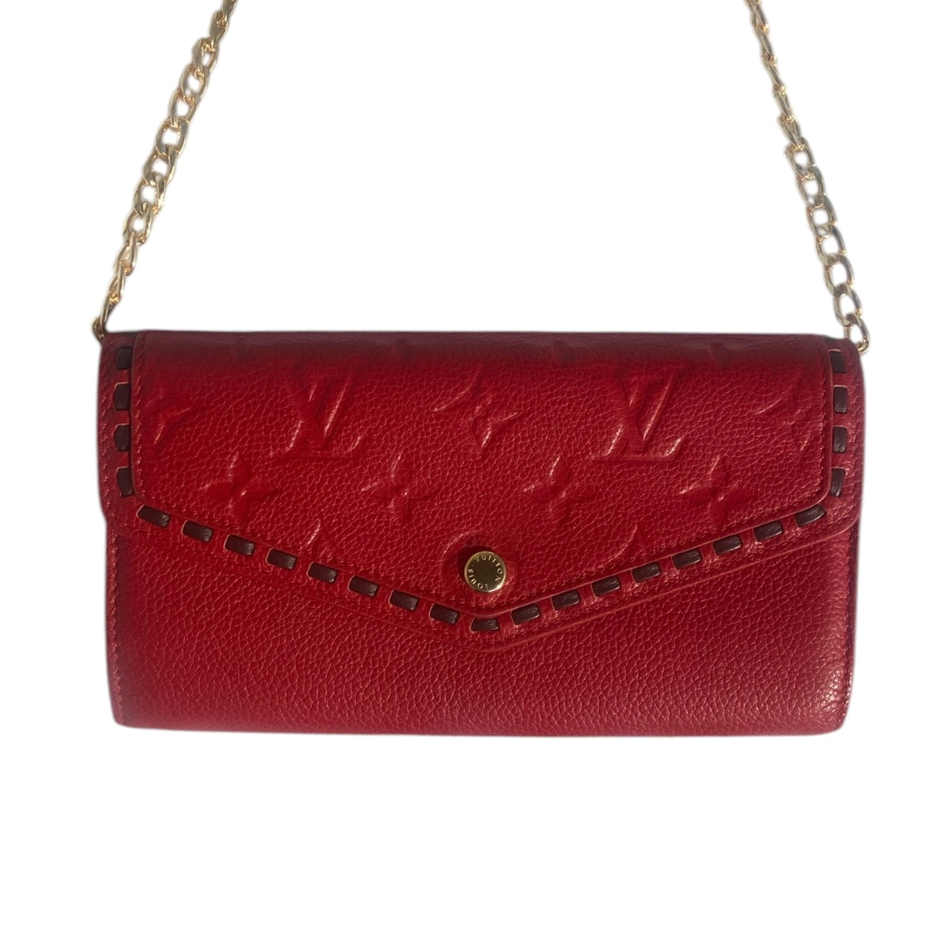 Empreinte Sarah Wallet Red Scarlet with black lining 100% authentic comes with gold strap