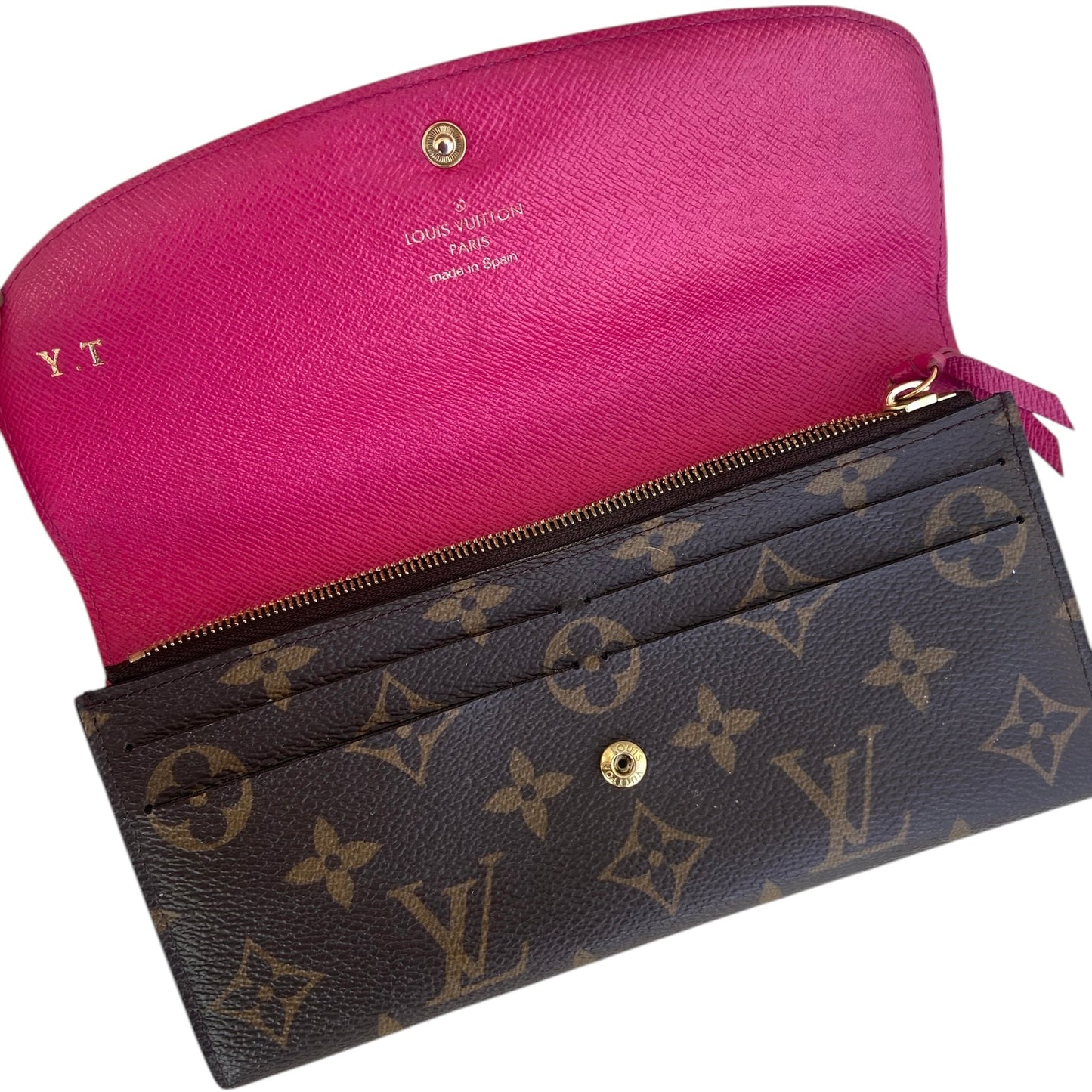 Louis Vuitton Monogram Emilie wallet with pink inside 100% authentic